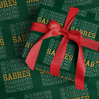 Retro Sabres Name Script Style Wrapping Paper Roll Vintage Distressed Sports Spirit Fan Pride