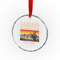 Retro Saguaro National Park Arizona EST 1994 Crystal Glass Ornament Desert Cactus Sunset Hiking Camping Nature Souvenir