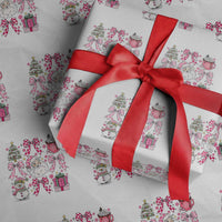 Retro Santa Claus Pink Coquette Bow Wrapping Paper Roll Festive Xmas Vibe