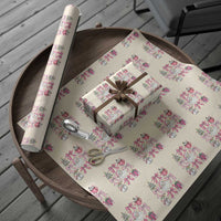 Retro Santa Claus Pink Coquette Bow Wrapping Paper Roll Festive Xmas Vibe