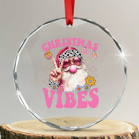 Retro Santa Crystal Glass Ornament Pink Xmas Vibes Groovy Santa Claus Womens Kids Girls Gifts TS10
