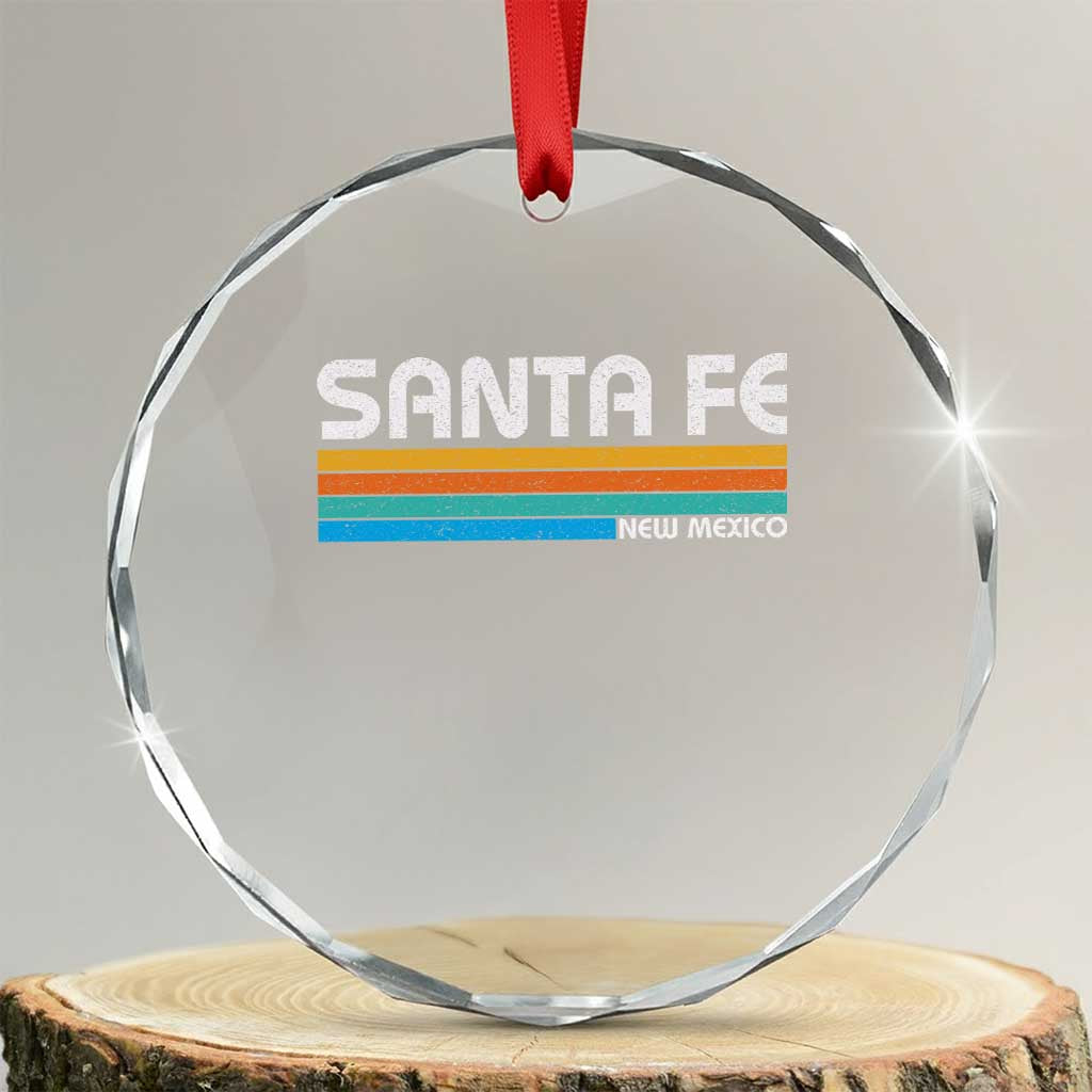 Retro Santa Fe New Mexico Distressed Souvenir Crystal Glass Ornament