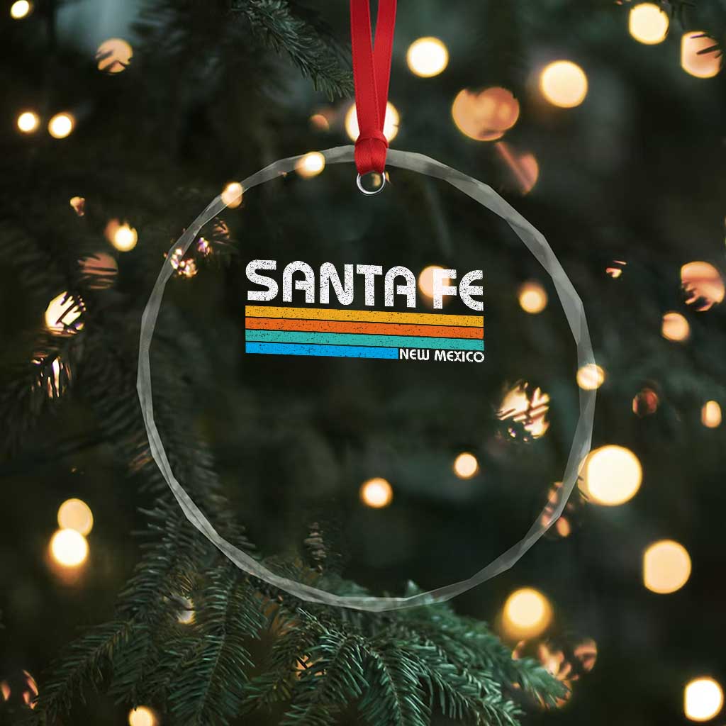 Retro Santa Fe New Mexico Distressed Souvenir Crystal Glass Ornament