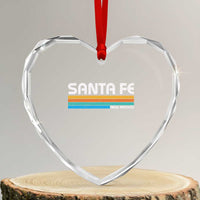 Retro Santa Fe New Mexico Distressed Souvenir Heart Crystal Glass Ornament