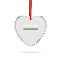 Retro Santa Fe New Mexico Distressed Souvenir Heart Crystal Glass Ornament