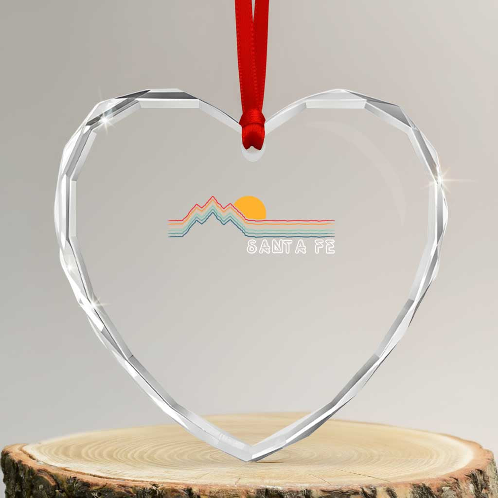 Retro Santa Fe New Mexico Heart Crystal Glass Ornament