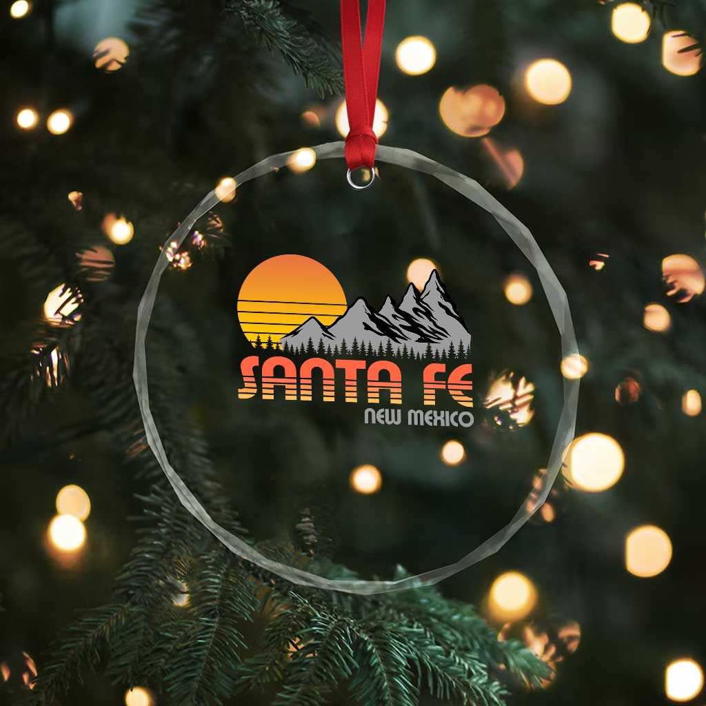 Retro Santa Fe New Mexico Mountain Southwest Crystal Glass Ornament