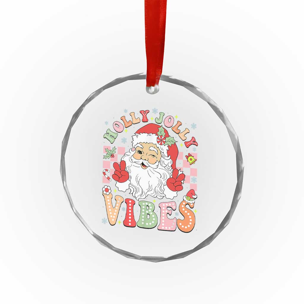 Retro Santa Xmas Crystal Glass Ornament Groovy Cute Santa Claus Christmas Vibes Xmas TS02