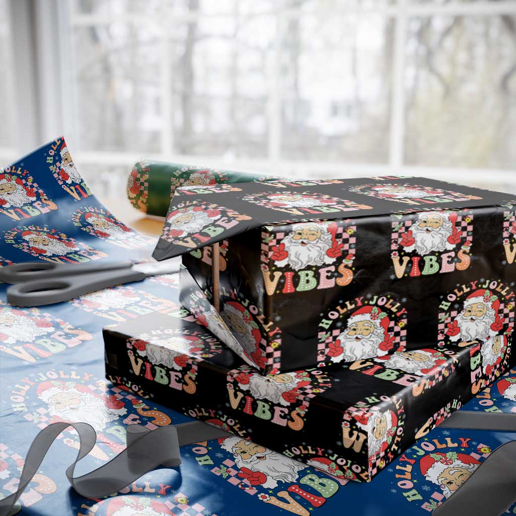 Retro Santa Xmas Wrapping Paper Roll Groovy Cute Santa Claus Christmas Vibes Xmas