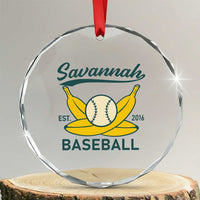 Retro Savannah Baseball Est. 2016 Crystal Glass Ornament Funny Banana and Ball Vintage Sports TS02