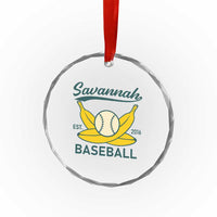 Retro Savannah Baseball Est. 2016 Crystal Glass Ornament Funny Banana and Ball Vintage Sports TS02