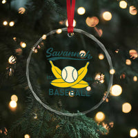 Retro Savannah Baseball Est. 2016 Crystal Glass Ornament Funny Banana and Ball Vintage Sports TS02