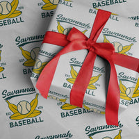 Retro Savannah Baseball Est. 2016 Wrapping Paper Roll Funny Banana and Ball Vintage Sports - Wonder Print Shop