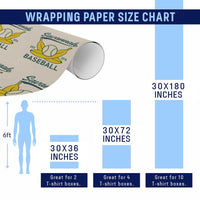 Retro Savannah Baseball Est. 2016 Wrapping Paper Roll Funny Banana and Ball Vintage Sports - Wonder Print Shop