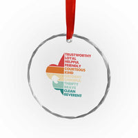 Retro Scout Law Values Crystal Glass Ornament Vintage Fleur-de-Lis - Wonder Print Shop