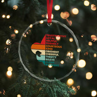 Retro Scout Law Values Crystal Glass Ornament Vintage Fleur-de-Lis - Wonder Print Shop