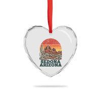 Retro Sedona Arizona Mountain Heart Crystal Glass Ornament Southwest Hiking Outdoor Nature Souvenir