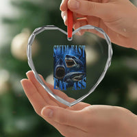 Retro Sharks Heart Crystal Glass Ornament Swim Fast Eat Ass Vintage 90s Bootleg Graphic - Wonder Print Shop