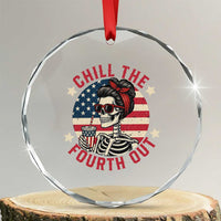 Retro Skeleton 4th of July Crystal Glass Ornament Chill The Fourth Out Funny Patriotic American Flag TS02