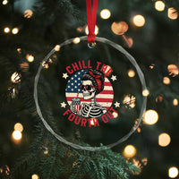 Retro Skeleton 4th of July Crystal Glass Ornament Chill The Fourth Out Funny Patriotic American Flag TS02