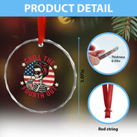 Retro Skeleton 4th of July Crystal Glass Ornament Chill The Fourth Out Funny Patriotic American Flag TS02