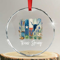 Retro Strong Texas Crystal Glass Ornament Bluebonnets Longhorn Cowboy Western Pride TS02