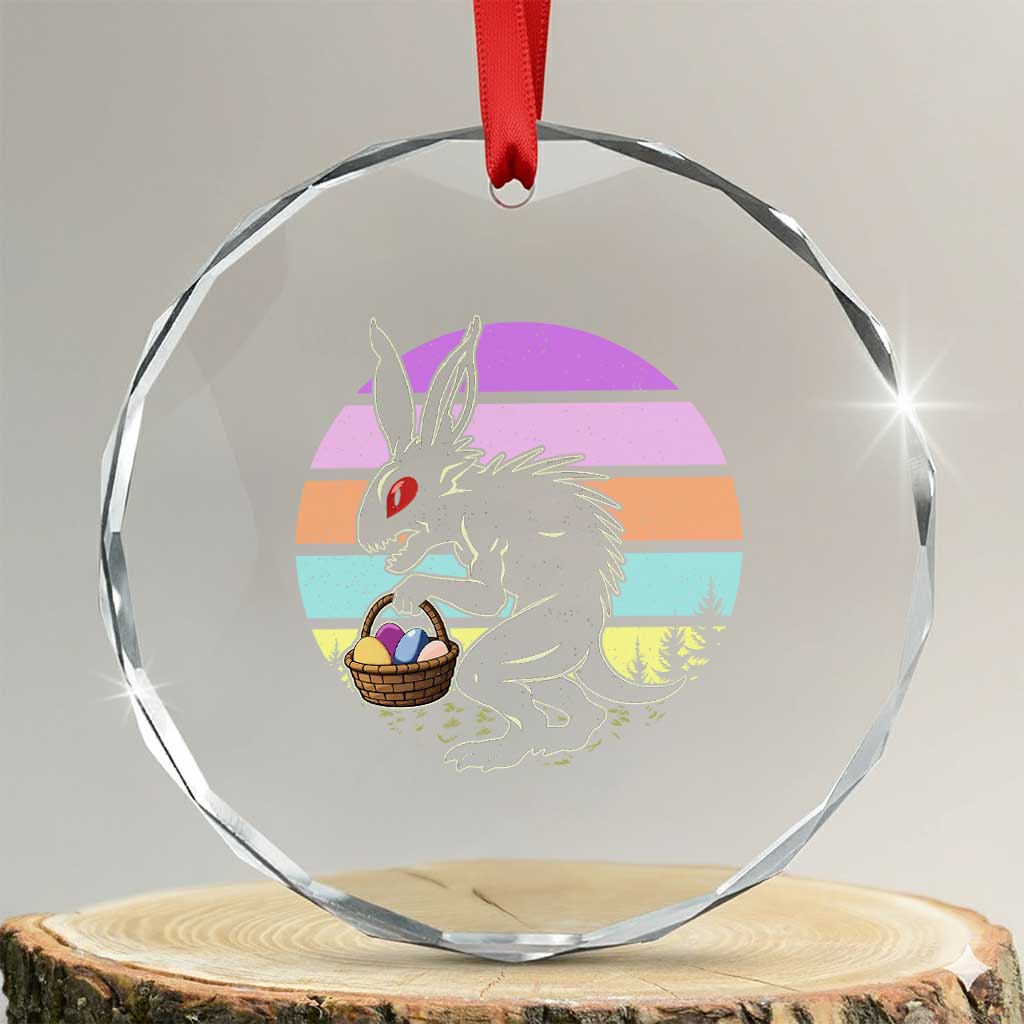 Retro Sunset Chupacabra Easter Egg Hunt Crystal Glass Ornament Cryptid Lover Gift