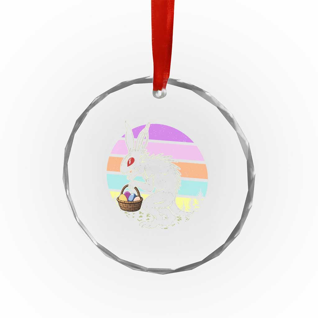 Retro Sunset Chupacabra Easter Egg Hunt Crystal Glass Ornament Cryptid Lover Gift