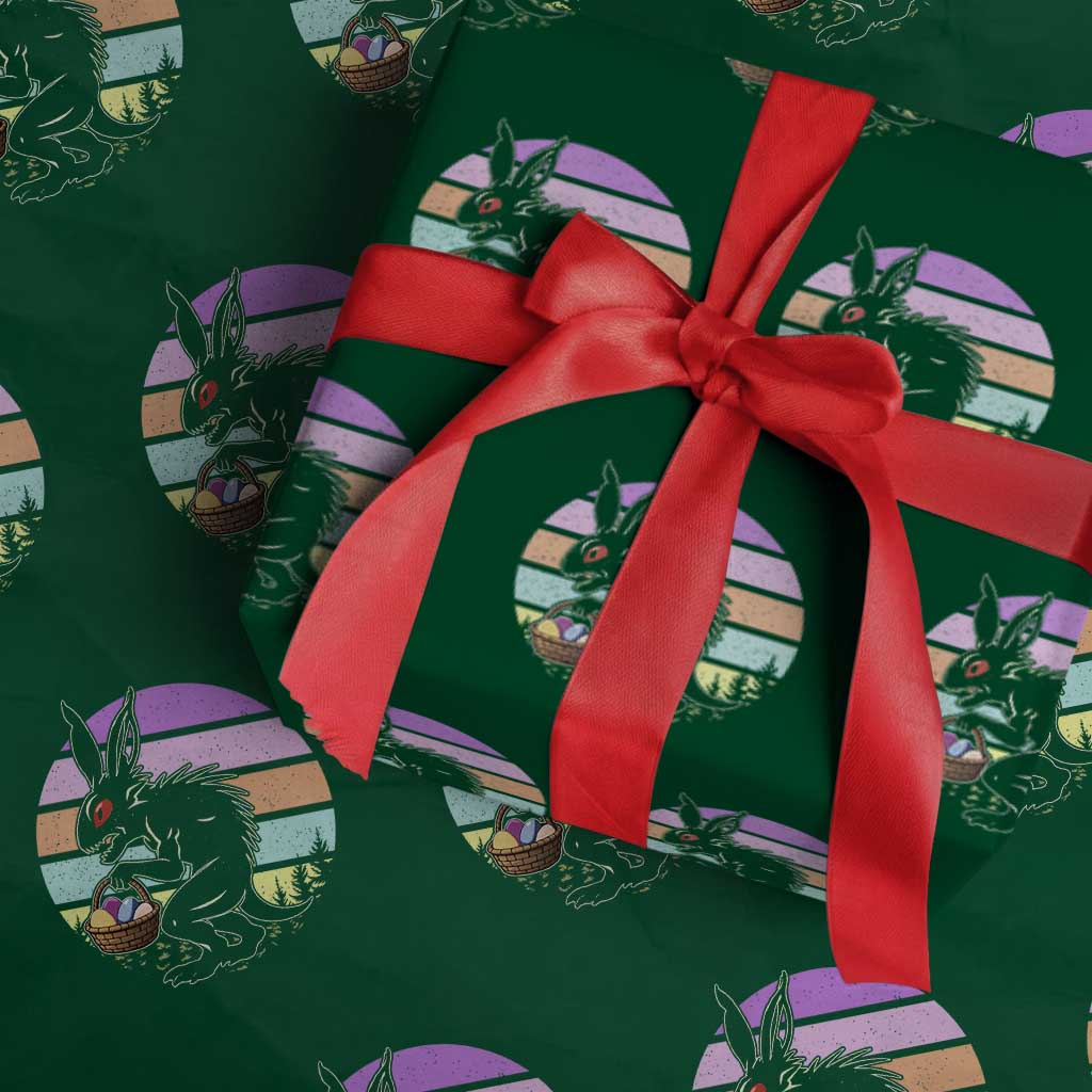 Retro Sunset Chupacabra Easter Egg Hunt Wrapping Paper Roll Cryptid Lover Gift