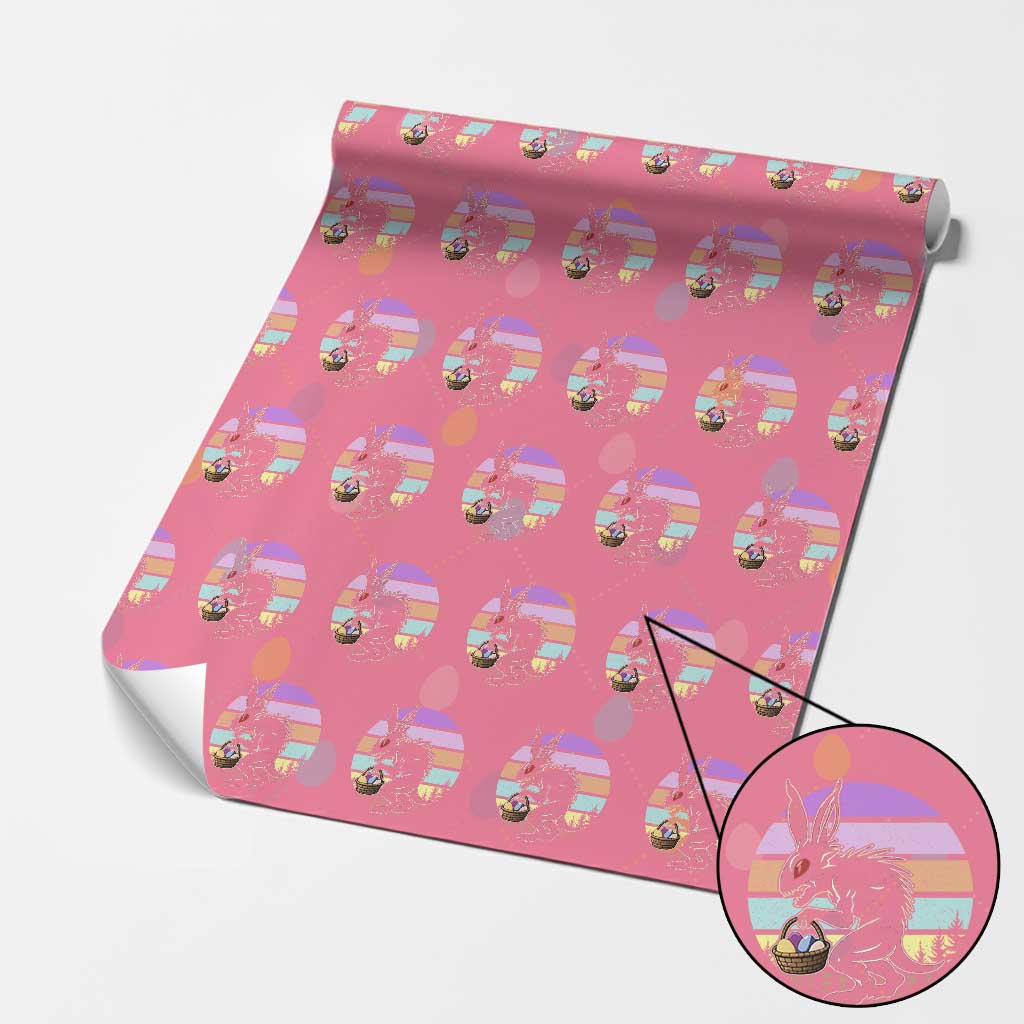Retro Sunset Chupacabra Easter Egg Hunt Wrapping Paper Roll Cryptid Lover Gift