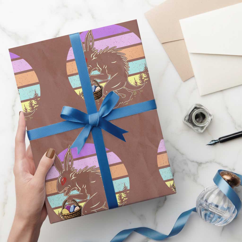 Retro Sunset Chupacabra Easter Egg Hunt Wrapping Paper Roll Cryptid Lover Gift