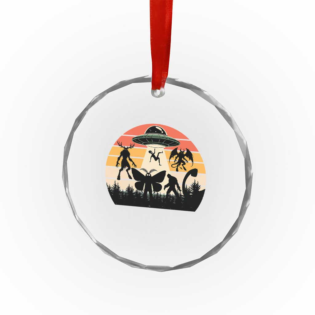Retro Sunset Cryptid Squad Crystal Glass Ornament Cryptid Lover Gift