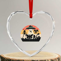 Retro Sunset Cryptid Squad Heart Crystal Glass Ornament Cryptid Lover Gift
