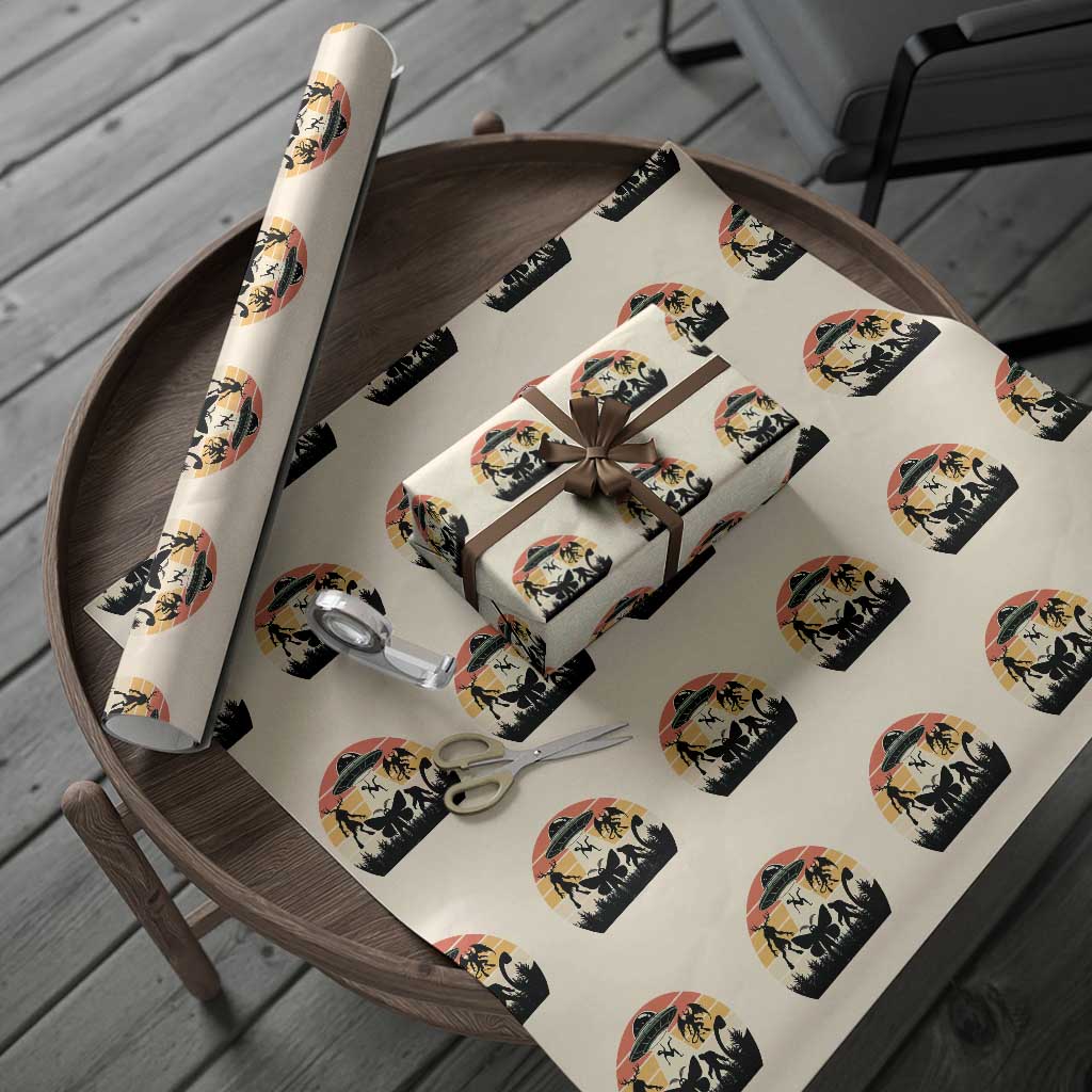 Retro Sunset Cryptid Squad Wrapping Paper Roll Cryptid Lover Gift