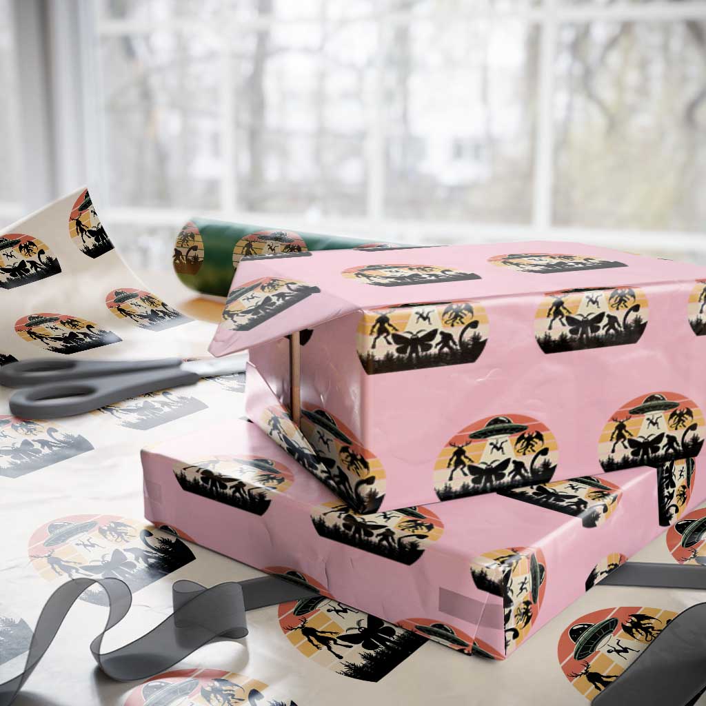Retro Sunset Cryptid Squad Wrapping Paper Roll Cryptid Lover Gift