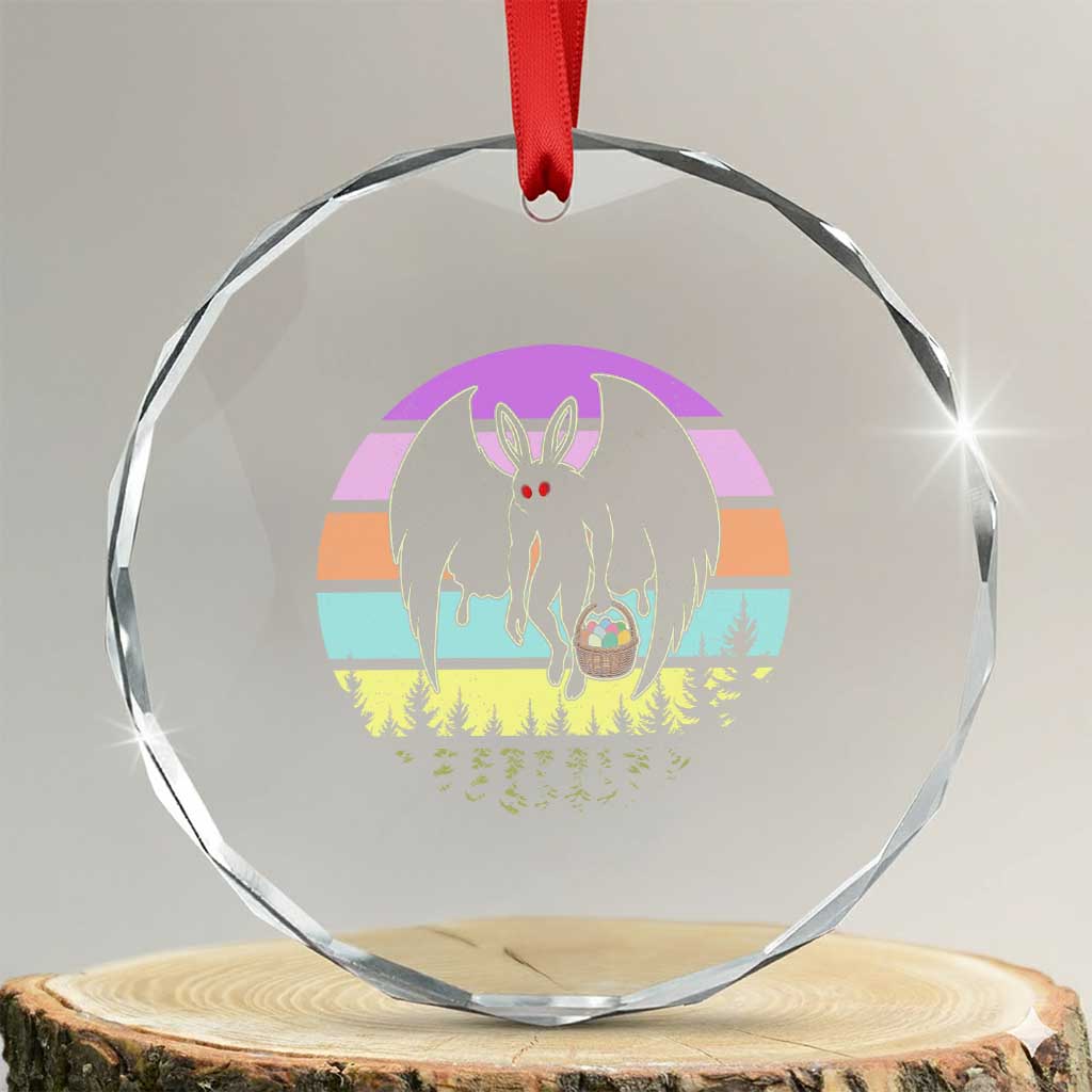 Retro Sunset Mothman Easter Egg Hunt Crystal Glass Ornament Cryptid Lover Gift