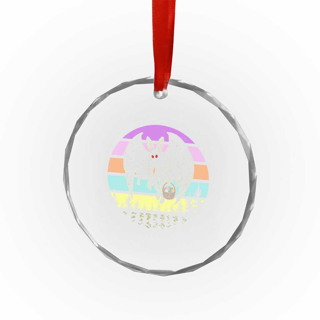 Retro Sunset Mothman Easter Egg Hunt Crystal Glass Ornament Cryptid Lover Gift