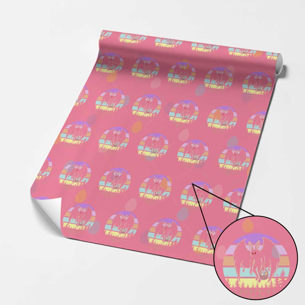 Retro Sunset Mothman Easter Egg Hunt Wrapping Paper Roll Cryptid Lover Gift