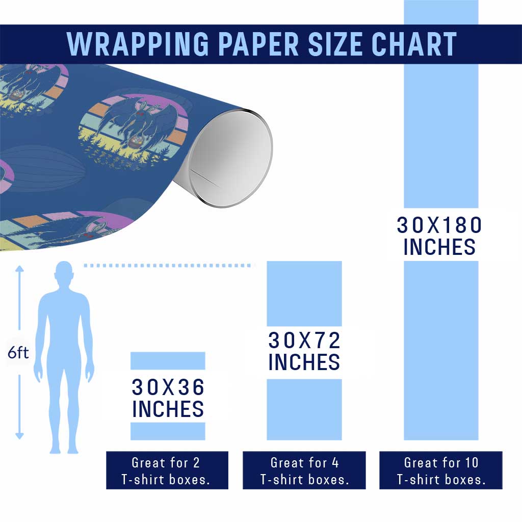 Retro Sunset Mothman Easter Egg Hunt Wrapping Paper Roll Cryptid Lover Gift