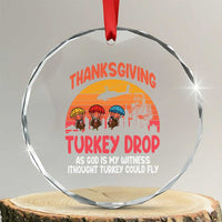 Retro Thanksgiving Turkey Drop Crystal Glass Ornament Parachuting Turkeys Funny 70s Parody - Wonder Print Shop