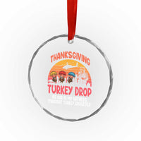 Retro Thanksgiving Turkey Drop Crystal Glass Ornament Parachuting Turkeys Funny 70s Parody - Wonder Print Shop
