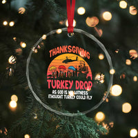 Retro Thanksgiving Turkey Drop Crystal Glass Ornament Parachuting Turkeys Funny 70s Parody - Wonder Print Shop