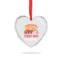 Retro Thanksgiving Turkey Drop Heart Crystal Glass Ornament Parachuting Turkeys Funny 70s Parody - Wonder Print Shop