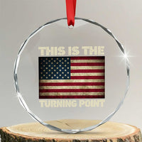 Retro This is The Turning Point Crystal Glass Ornament Vintage USA Freedom Patriotic America Flag TS10