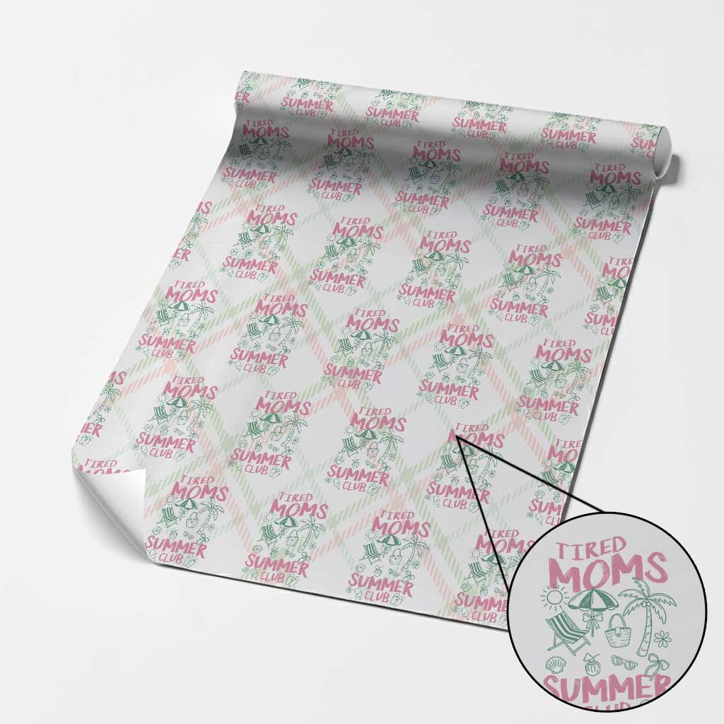 Retro Tired Moms Summer Club Wrapping Paper Roll Funny Mama Beach Vacation Gift