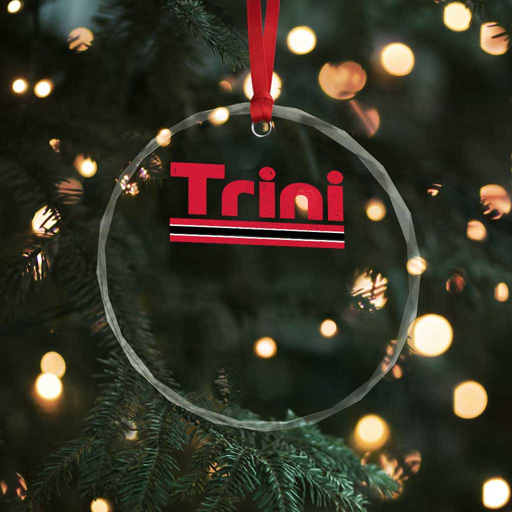 Retro Trini Crystal Glass Ornament Trinidad and Tobago Flag Caribbean Pride Heritage Gift