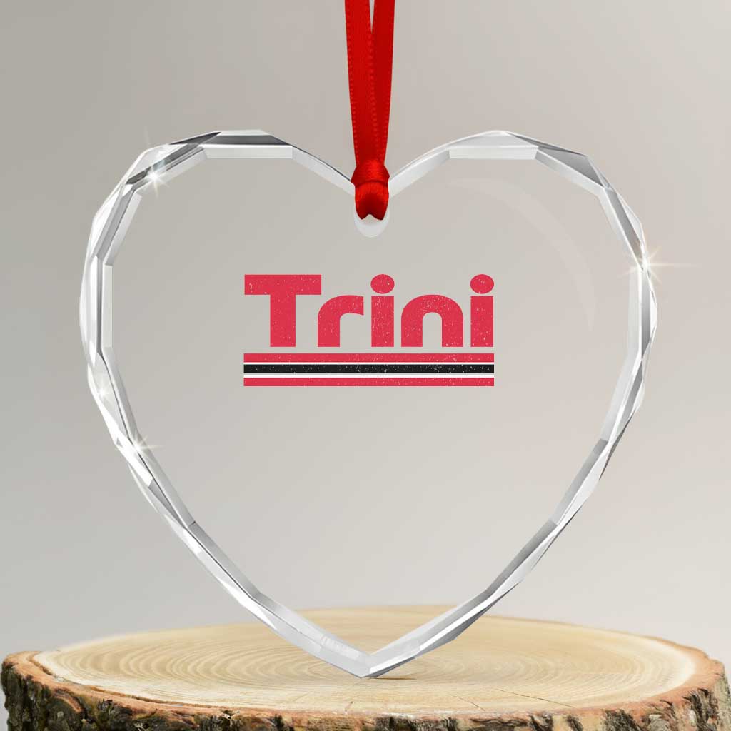 Retro Trini Heart Crystal Glass Ornament Trinidad and Tobago Flag Caribbean Pride Heritage Gift