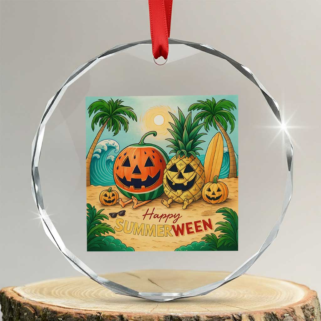 Retro Tropical Summerween Crystal Glass Ornament Halloween Summer Beach Cocktail Boo - Wonder Print Shop