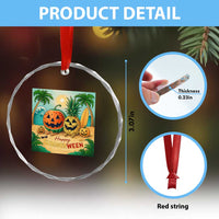 Retro Tropical Summerween Crystal Glass Ornament Halloween Summer Beach Cocktail Boo TS02