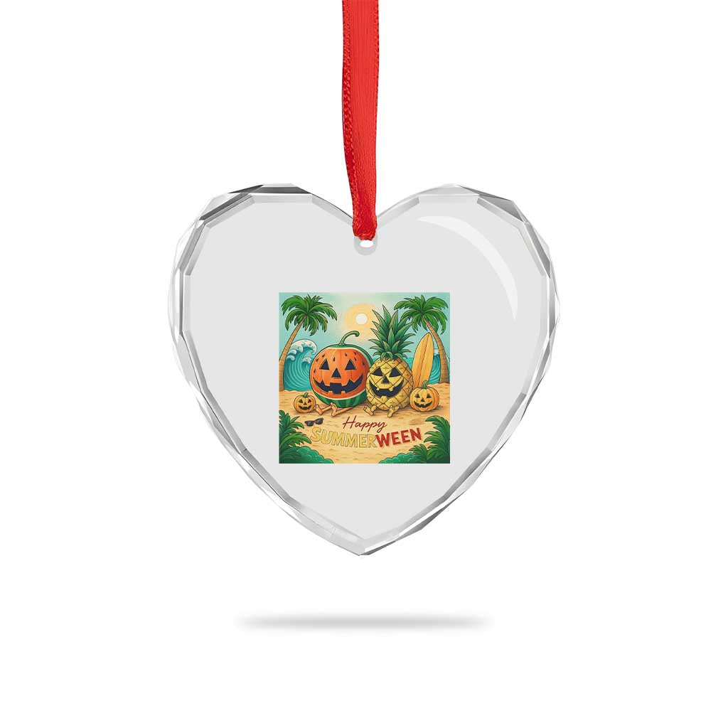 Retro Tropical Summerween Heart Crystal Glass Ornament Halloween Summer Beach Cocktail Boo - Wonder Print Shop
